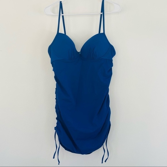 Assets by SPANX Blue Bathing Suit Push Up/ Cinched - Picture 1 of 10